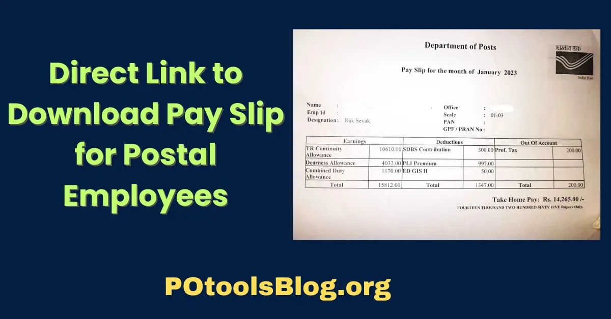 Direct Link to Download Pay Slip for Postal Employees