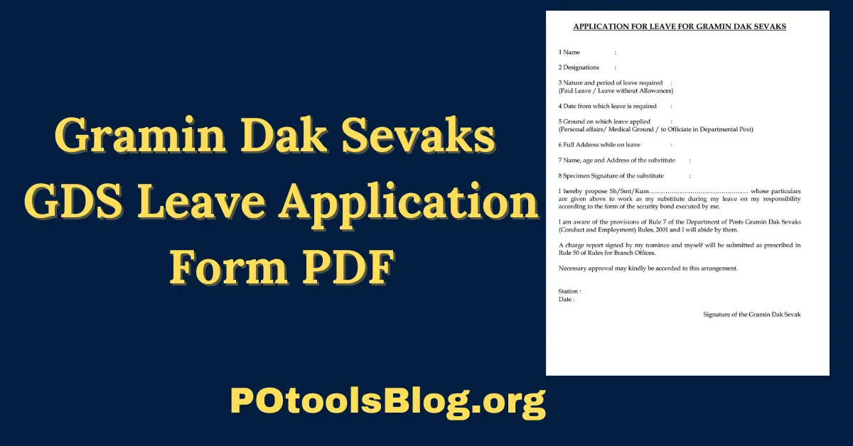 Gramin Dak Sevaks GDS Leave Application Form PDF