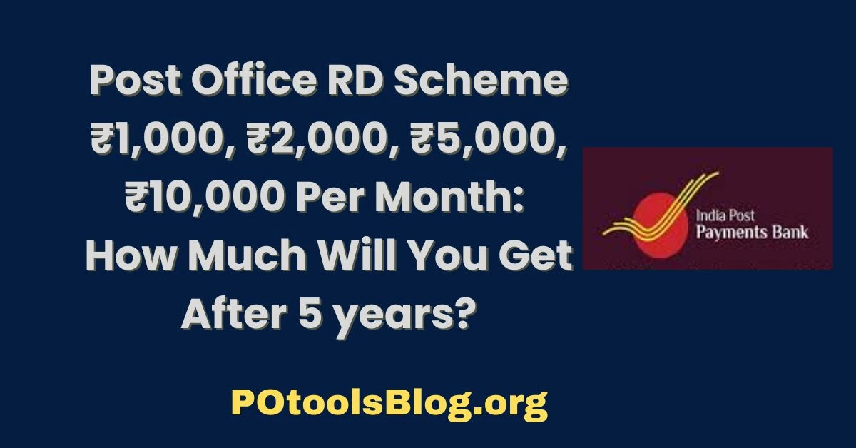 Post Office RD Scheme ₹1,000, ₹2,000, ₹5,000, ₹10,000 Per Month How Much Will You Get After 5 years