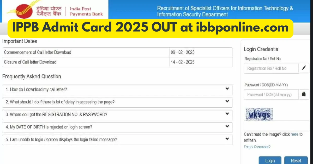 IPPB Admit Card 2025 OUT at ibbponline.com